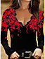 cheap Blouses &amp; Shirts-Women&#039;s Blouse Shirt Floral Theme Long Sleeve Floral Graphic V Neck Lace Trims Print Casual Streetwear Tops Regular Fit Blue Purple White