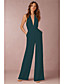 cheap Jumpsuits &amp; Rompers-Women&#039;s Elegant Sexy Party Wedding Holiday Halter Neck Wide Leg Wine Green White Jumpsuit Solid Color Backless Zipper / Deep V