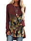 cheap Casual Dresses-Women&#039;s Short Mini Dress Shift Dress Blue Wine Gray Khaki Long Sleeve Patchwork Print Print Cat Animal Crew Neck Round Neck Fall Spring Hot Casual 2021 Loose S M L XL XXL 3XL