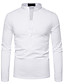 cheap Men&#039;s Clothing-Men&#039;s Polo Bishop Sleeve Basic Stand Collar Medium Spring &amp;  Fall Black White