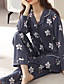 cheap Women&#039;s Sleep &amp; Lounge-Women&#039;s Pajamas Sets Breathable Gift Button Home Bed Polyester Flower Shirt Simple Soft Sweet Fall Winter Spring Pant Long Sleeve Long Pant V Wire Buckle