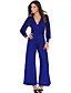 cheap Jumpsuits &amp; Rompers-Women&#039;s Basic Sexy V Neck Party Wedding Holiday 2021 Wine Royal Blue Black Jumpsuit Slim Mesh Patchwork Solid Colored
