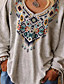 cheap Plus Size Tops-Women&#039;s Plus Size Tops Tribal Graphic Prints T shirt Long Sleeve Print Casual V Neck Polyester Daily Fall Spring