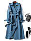 cheap Coats &amp; Trench Coats-Women&#039;s Trench Coat Fall Winter Spring Daily Outdoor clothing Work Long Coat Warm Regular Fit Fashion Classic Jacket Long Sleeve Lace up Patchwork Plaid Solid Colored Blue Black Camel