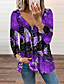 cheap Women&#039;s Clothing-Women&#039;s Blouse Zipper Print Tropical Fashion Y Neck Spring &amp;  Fall Regular Purple Royal Blue Orange Red Light Blue