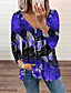 cheap Women&#039;s Clothing-Women&#039;s Blouse Zipper Print Tropical Fashion Y Neck Spring &amp;  Fall Regular Purple Royal Blue Orange Red Light Blue