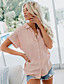 cheap Women&#039;s Clothing-LITB Basic Women&#039;s Buttoned V Neck Tshirt Solid Color Shirts Office Wear Basics
