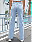 cheap Women&#039;s Pants-Women&#039;s Trousers Split Jeans Full Length Pants Inelastic Work Weekend Solid Color High Waist Blue XS S M L
