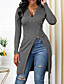 cheap Women&#039;s Clothing-Women&#039;s Knit Dress Zipper Button Modern Plain V Neck Spring &amp;  Fall Standard Black Grey Dark Coffee Red