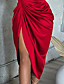 cheap Party Dresses-Women&#039;s Midi Dress Sheath Dress Red Sleeveless Sequins Split Ruched Pure Color One Shoulder Spring Summer Party Party Stylish Elegant 2022 S M L XL / Party Dress