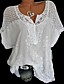 cheap Blouses &amp; Shirts-Women&#039;s Blouse Shirt Solid Colored V Neck Floral Lace Basic Vintage Classic Tops Blue White Black