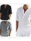 cheap Men-Men&#039;s Shirt Plain non-printing V Neck Daily Going out Long Sleeve Tops Business Elegant Fashion Designer White Black Gray