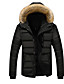 cheap Down&amp; Parkas-men&#039;s winter thicken coat warm puffer jacket with removable fur hood (navy,large)