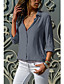 cheap Blouses &amp; Shirts-Women&#039;s Blouse Shirt Plain Shirt Collar Business Basic Elegant Tops Blue Yellow Gray